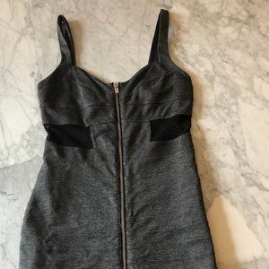 Express Zip-Front Grey Knee Length Dress